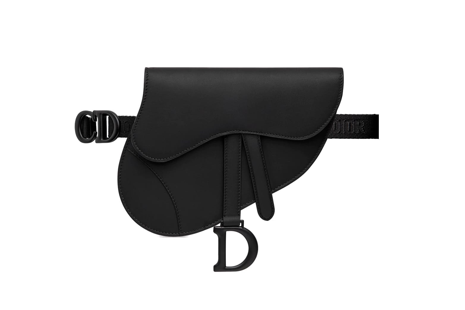 Saddle Pouch with Strap Black Grained Calfskin  DIOR PT
