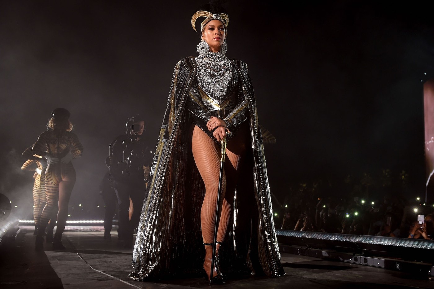 Beyonce Coachella 2018 Festival Crown Outfit Black Silver Gold