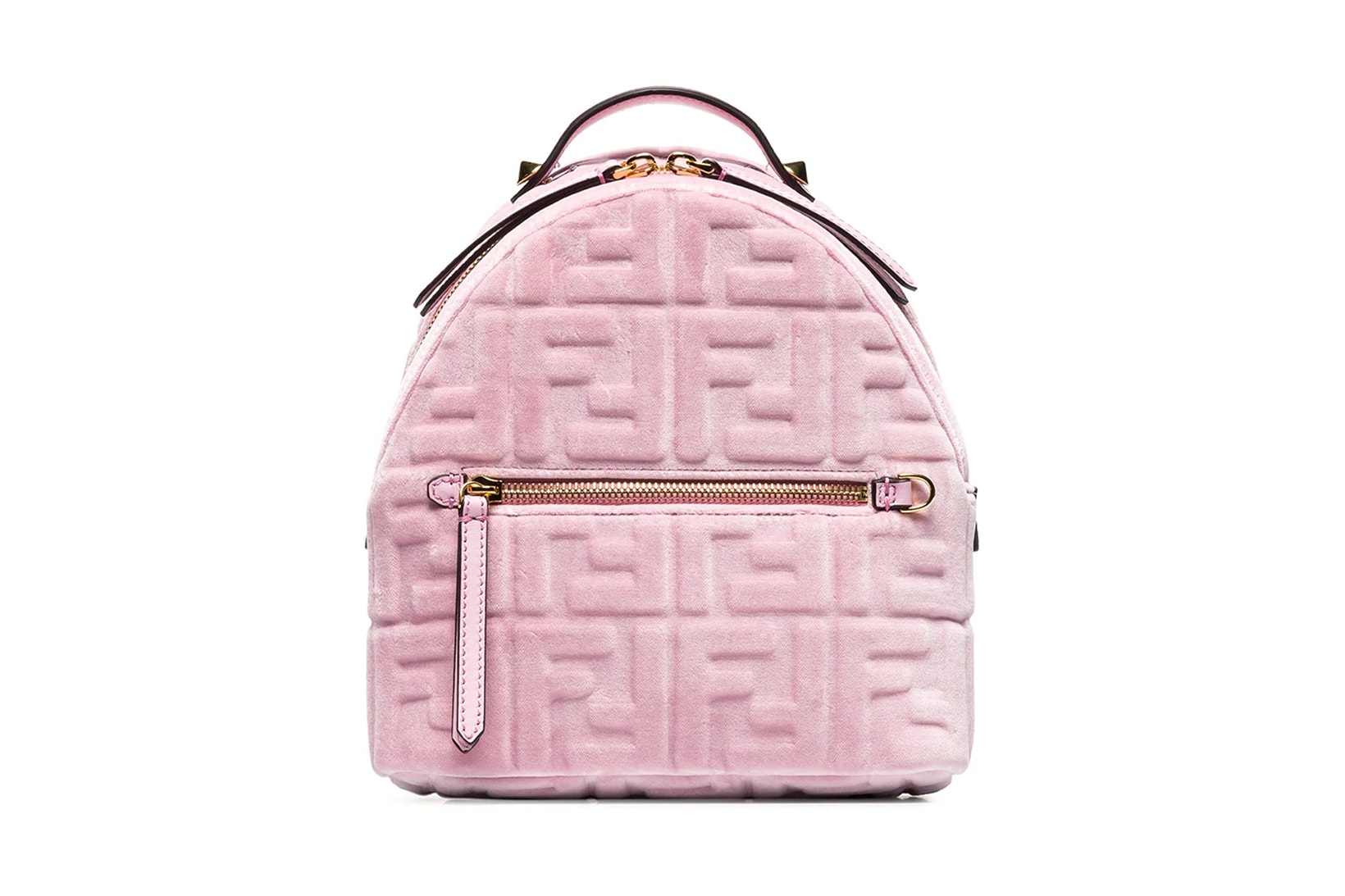Fendi Pink FF Logo Monogram Velvet Backpack