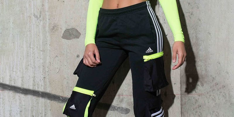 black cargo pants with neon stripe