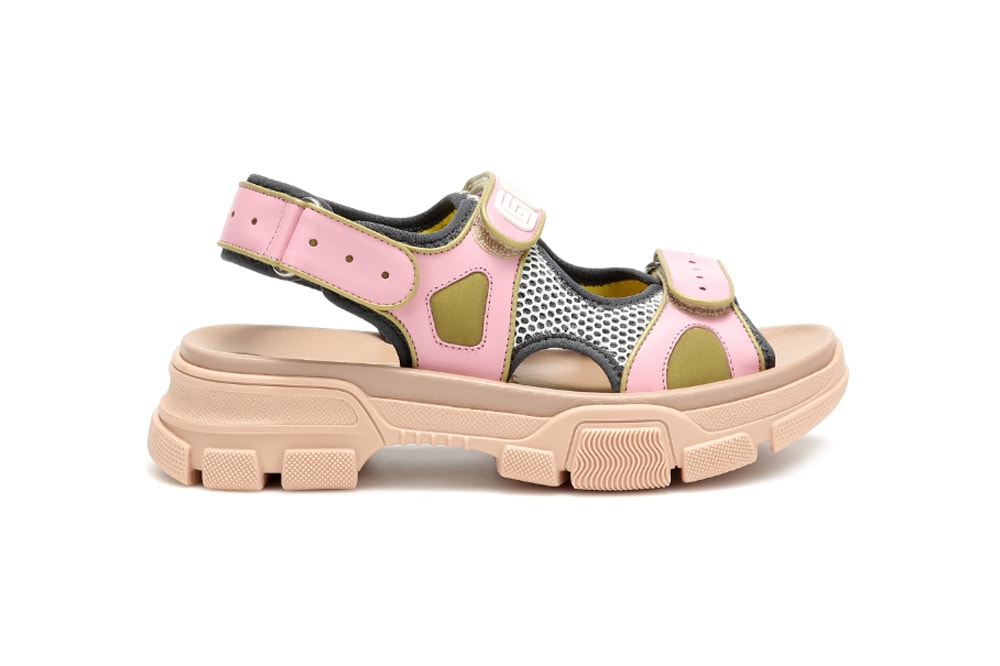 Gucci Aguru Leather Sandals Pink