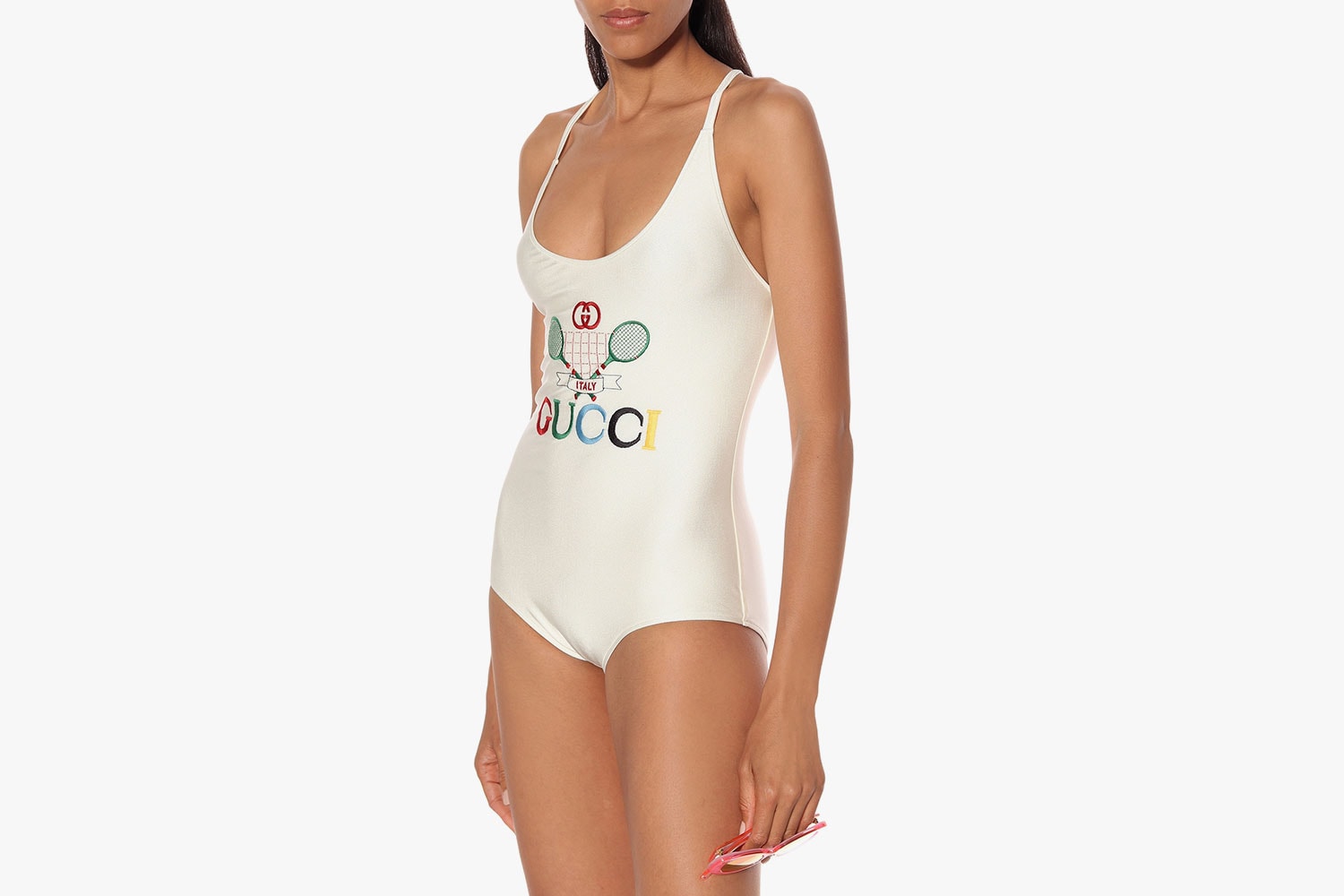 gucci swimsuit one piece swimwear bikini alesandro michele mytheresa embroidery tennis