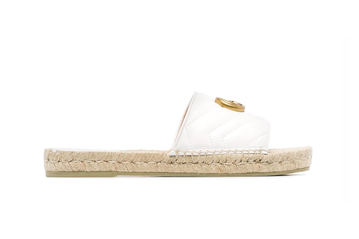 Gucci Pilar Quilted GG Leather Slides White