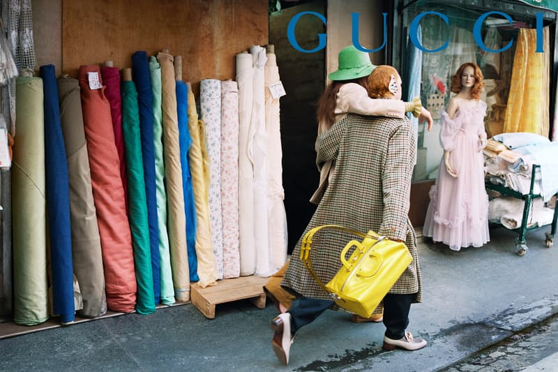 GucciPretAPorter Fall Winter 2019 Campaign Coat Khaki Hat Green Bag Yellow