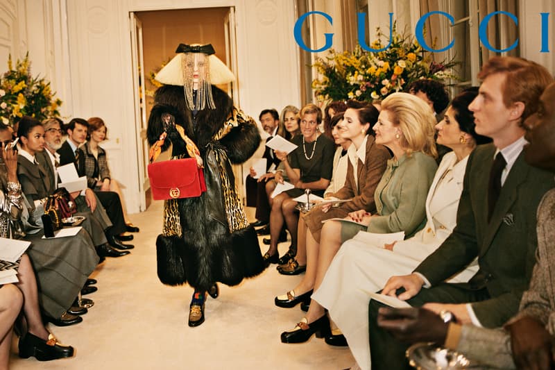 GucciPretAPorter Fall Winter 2019 Campaign Top Skirt Black Bag Red