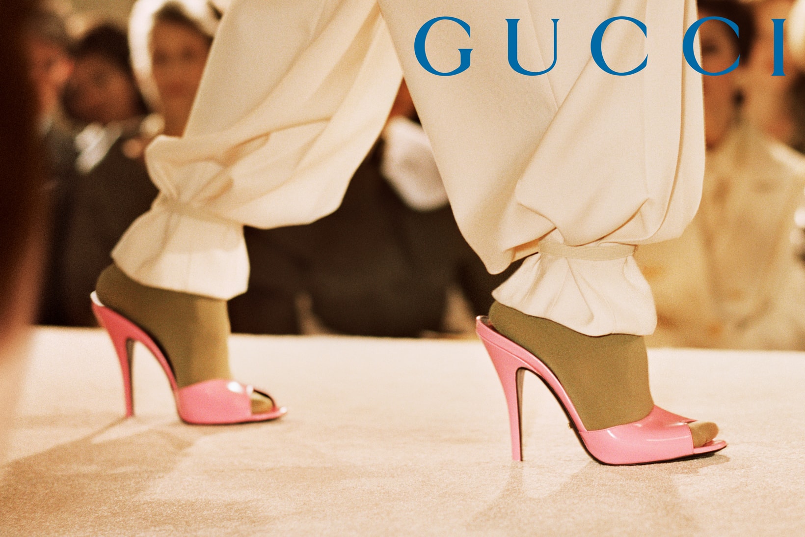 GucciPretAPorter Fall Winter 2019 Campaign Sandals Pink Pants White