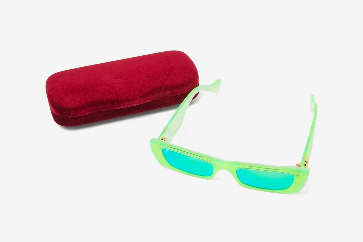 gucci sunglasses matchesfashion acetate frame neon green alessandro michele shades eyewear 