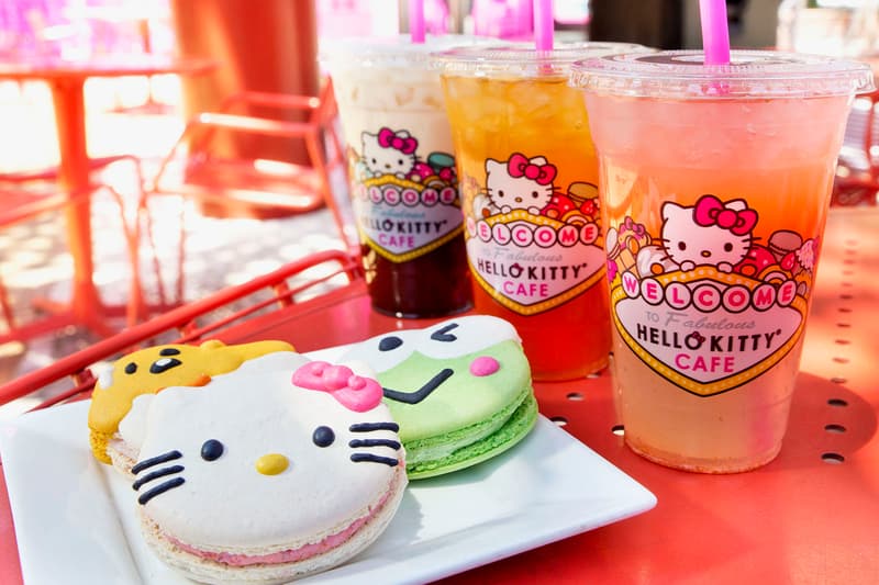 Hello Kitty Cafe The Park Las Vegas Opening Hours Date Sanrio Cookies Tea Coffee Lemonade Donuts Cakes Gudetama Keroppi