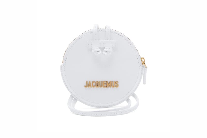 Jacquemus Le Pitchou grained-leather necklace bag pink white