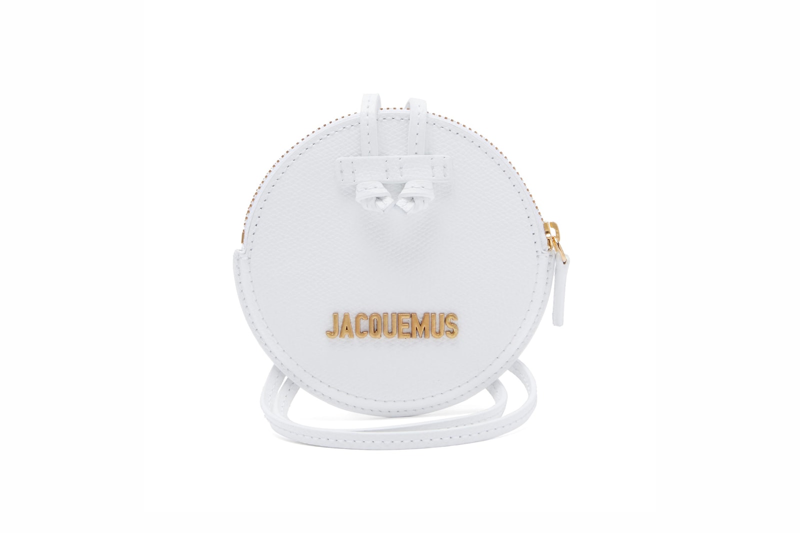 Jacquemus Le Pitchou grained-leather necklace bag pink white