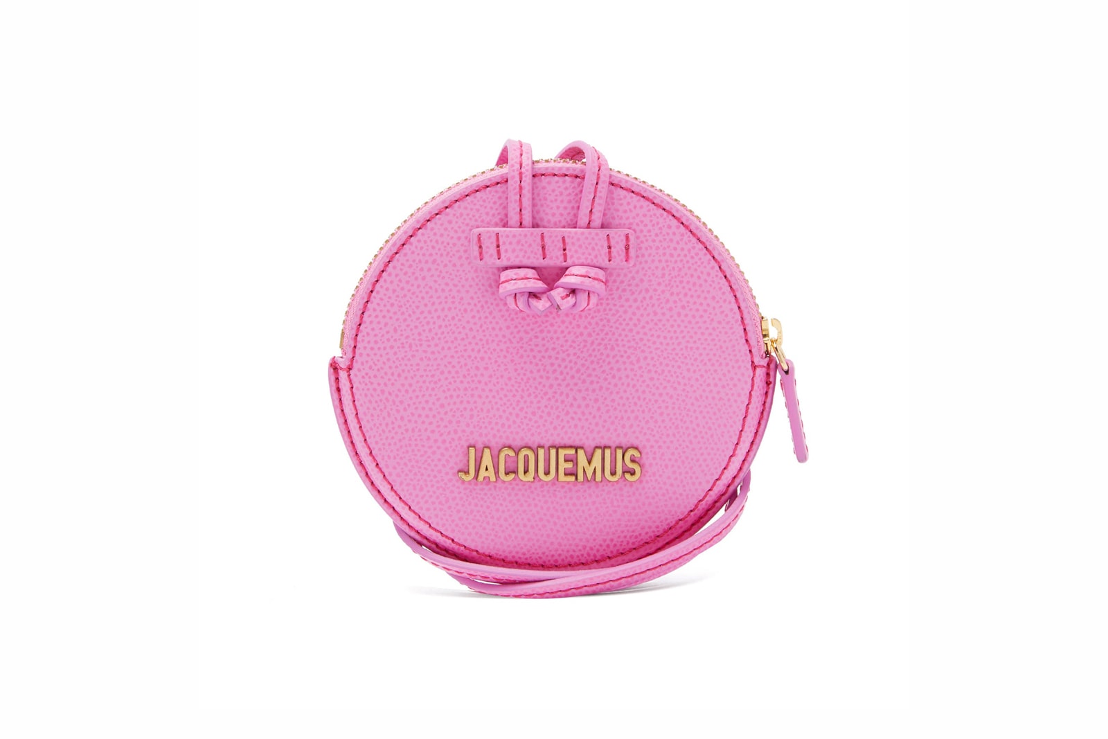 Jacquemus Le Pitchou grained-leather necklace bag pink