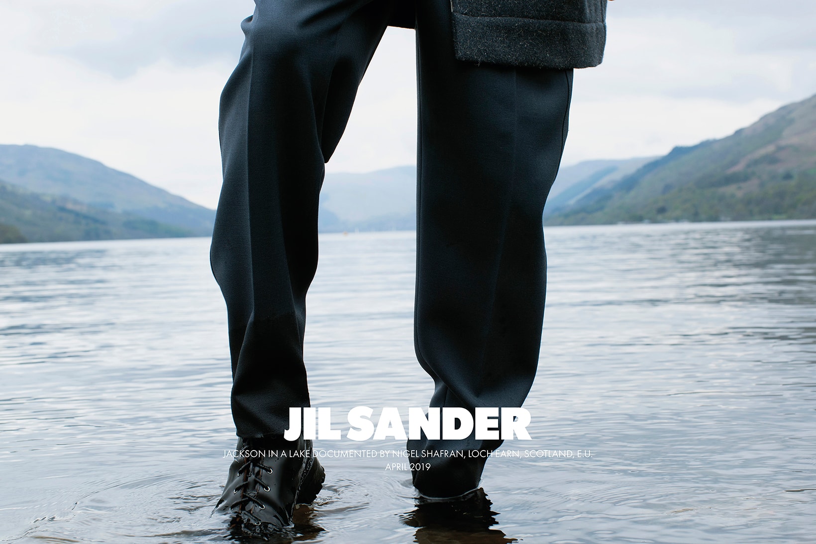jil sanders fall winter 2019 advertising campaign a rbroath loch earn scotland editorial photoshoot nature 