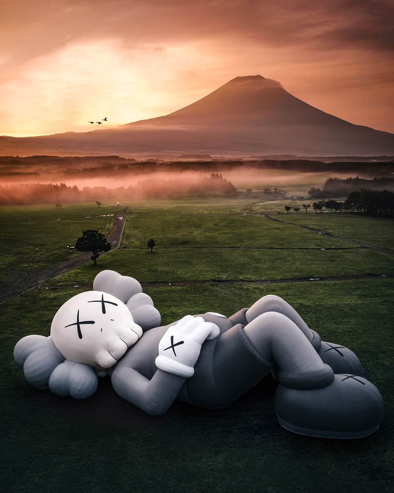 kaws holiday companion mount fuji japan camping camp herschel supply art exhibition display sculpture installation fumotoppara