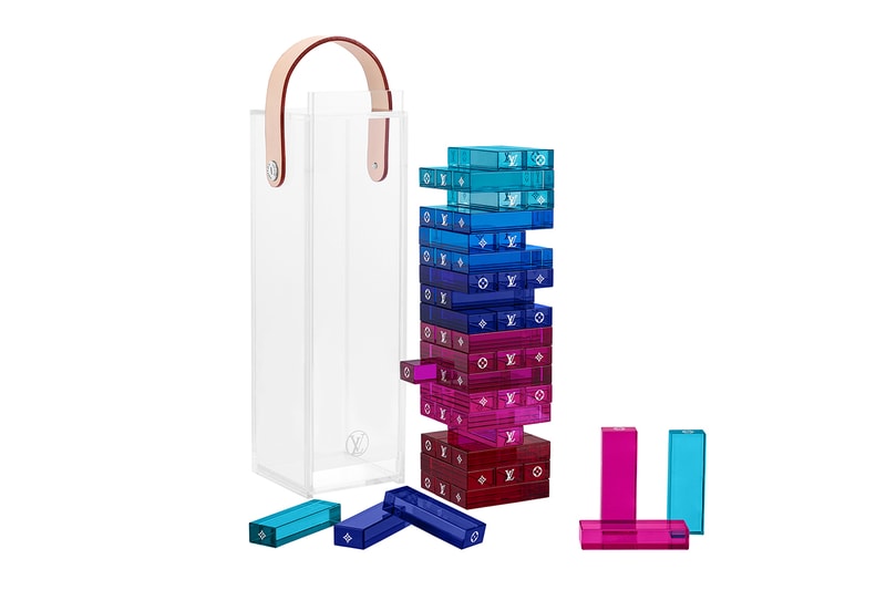 Louis Vuitton FW19 Jenga Monogram Tower Price Virgil Abloh Plexiglass Blue Purple Clear Toy Home Decor Fashion 