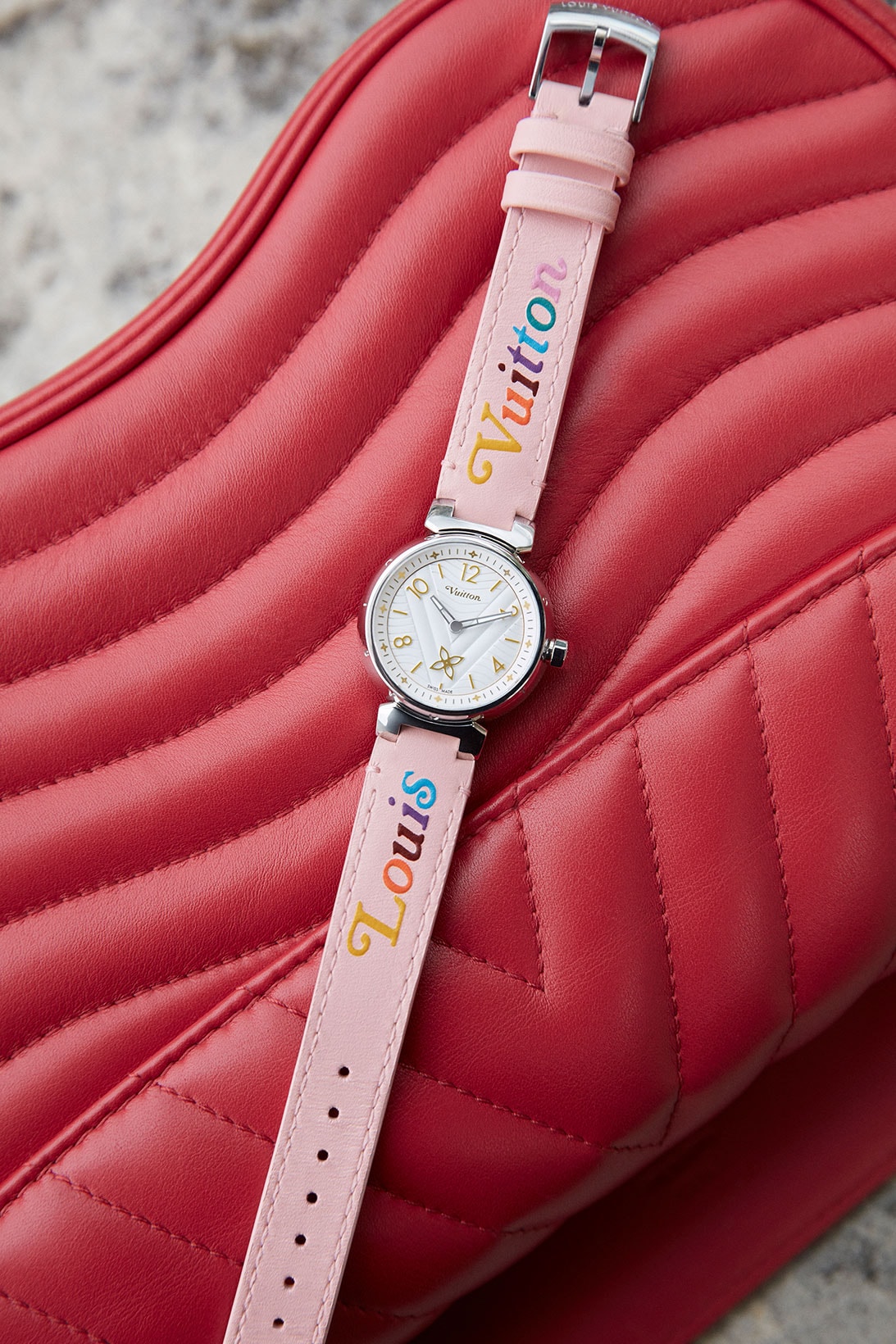 louis vuitton tambour new wave watch timepiece customizable strap