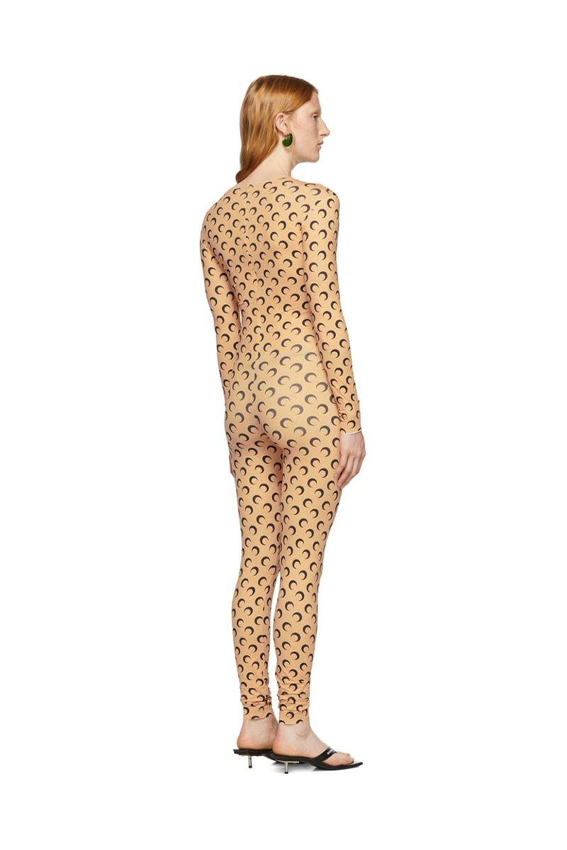 marine serre bodysuit jumpsuit catsuit moon print tan long sleeve