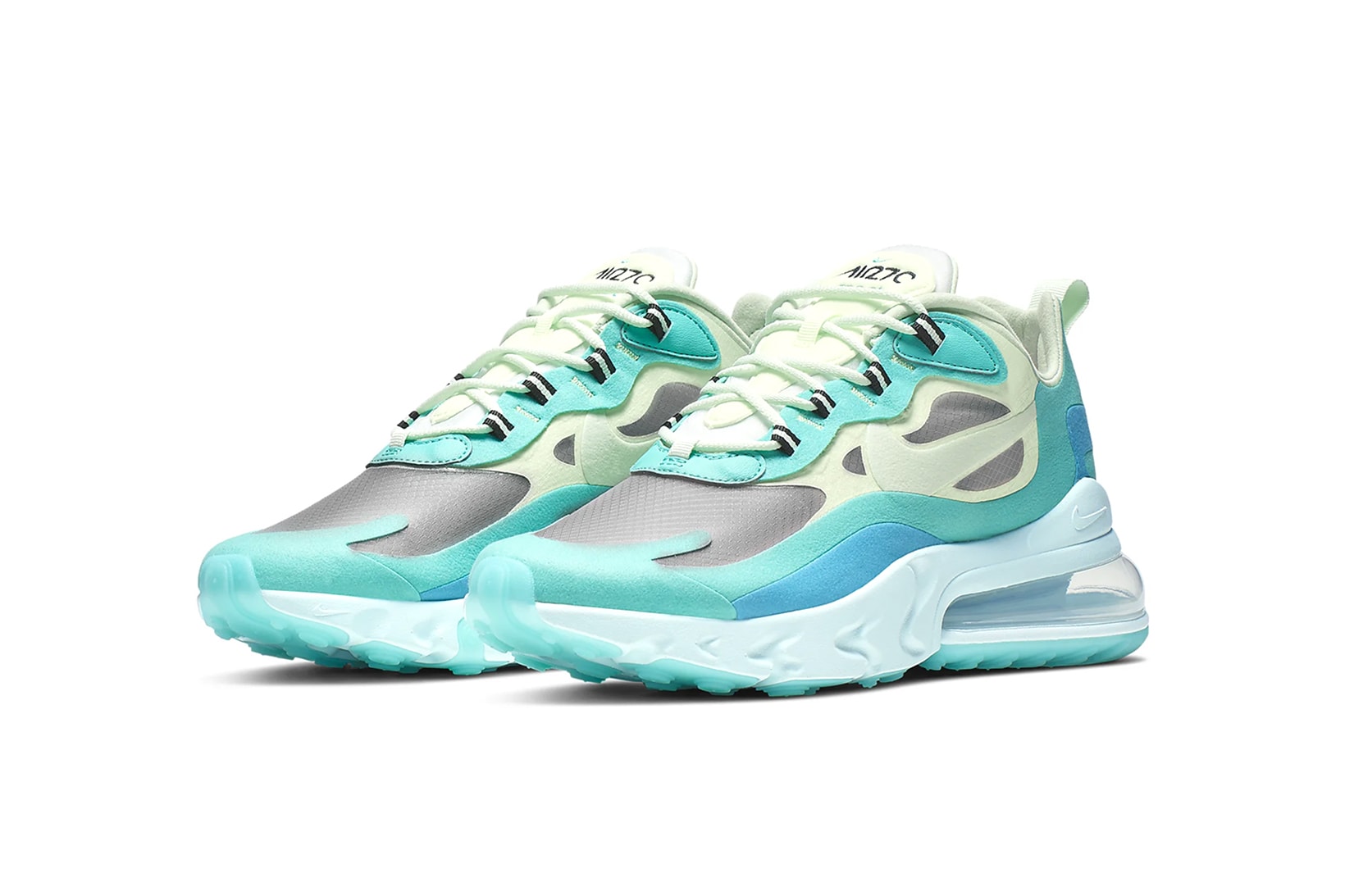 nike air max 270 react hyper jade sneakers footwear shoes sneakerhead barely volt blue lagoon frosted spruce