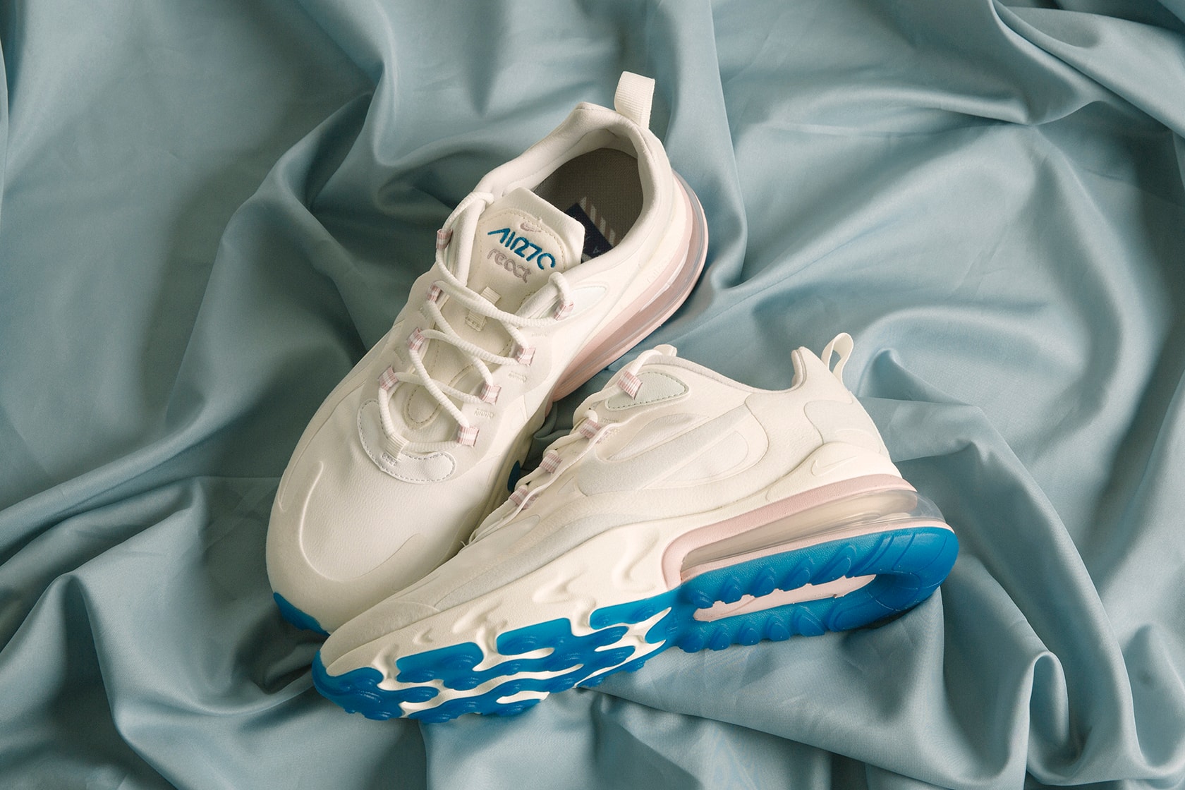 nike air max 270 react sneaker white cream pink blue