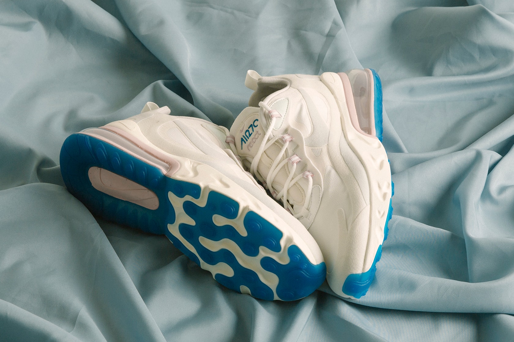 nike air max 270 react sneaker white cream pink blue