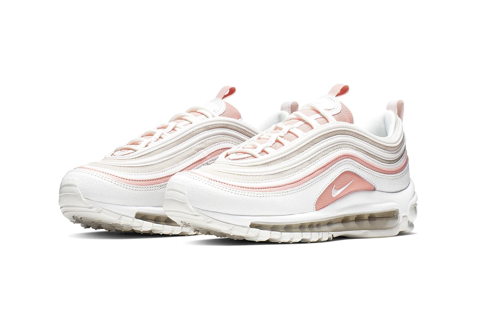 nike air max 97 bleached coral pink white summer sneakers shoes