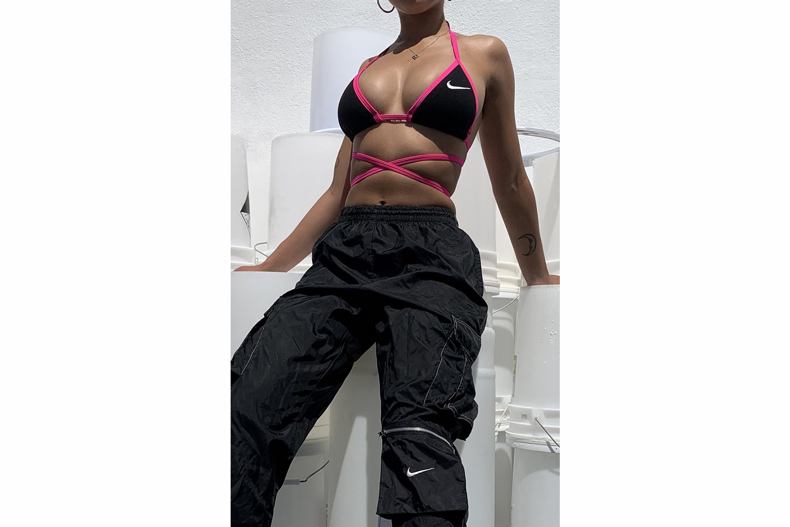 Frankie Collective Nike Triangle Top Vintage Rework Bikini Pink Swoosh Logo