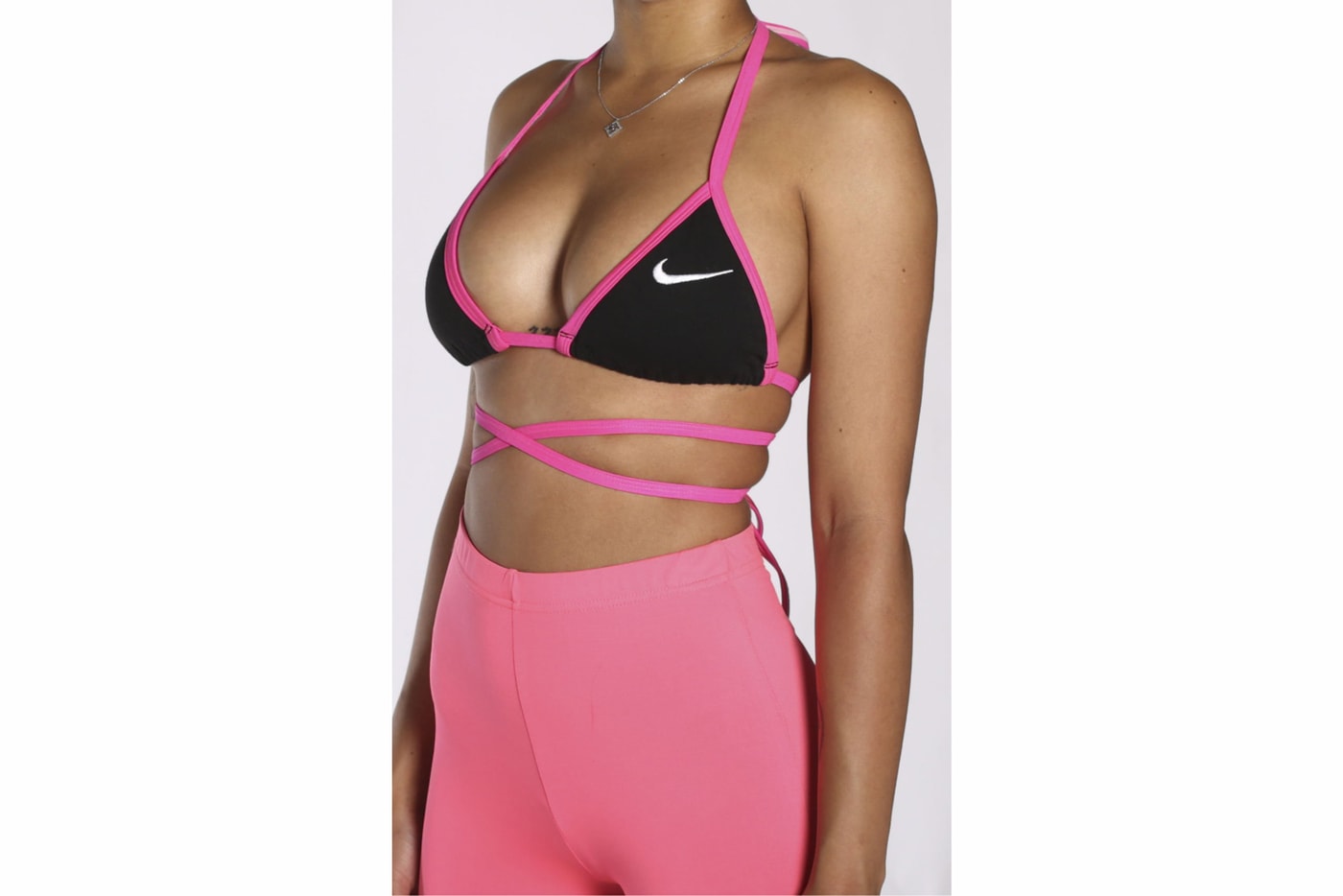 Frankie Collective Nike Triangle Top Vintage Rework Bikini Pink Swoosh Logo