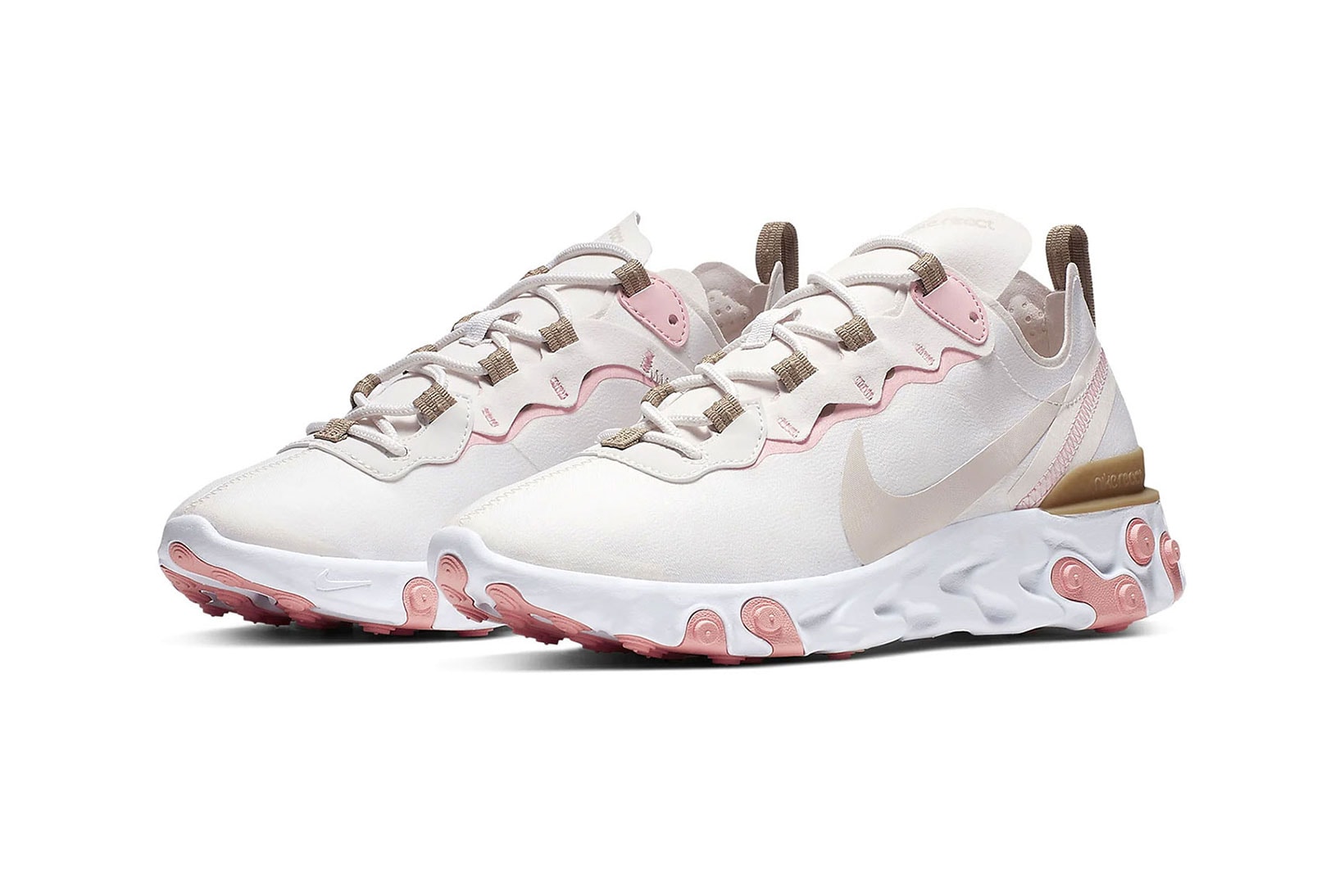 nike react element 55 summer pastel colors parachute beige bleached coral teal tint frosted spruce