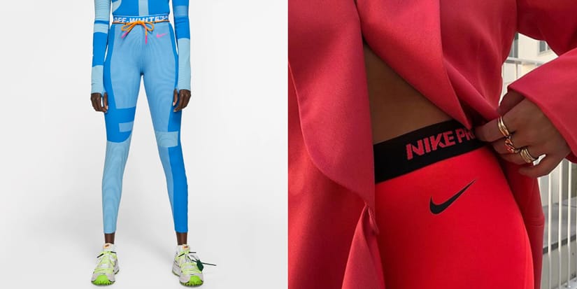 off white nike leggings and top