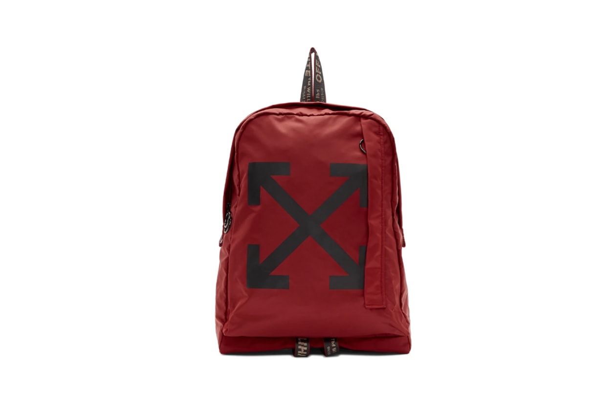 Off White Easy Logo Backpacks Red