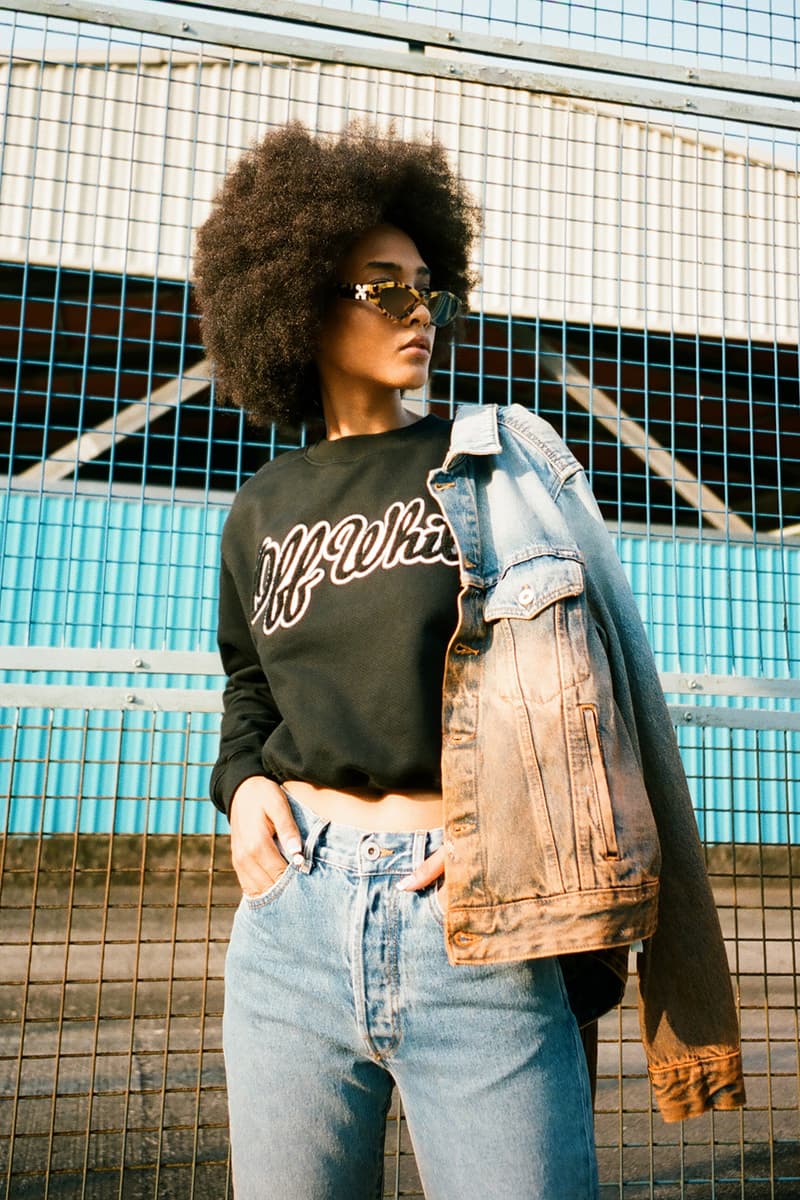 off white pre fall 2019 collection hbxwm hbx fashion designer streetwear clothes editorial photoshoot model jackets denim bags