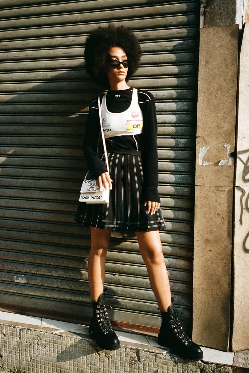 off white pre fall 2019 collection hbxwm hbx fashion designer streetwear clothes editorial photoshoot model jackets denim bags