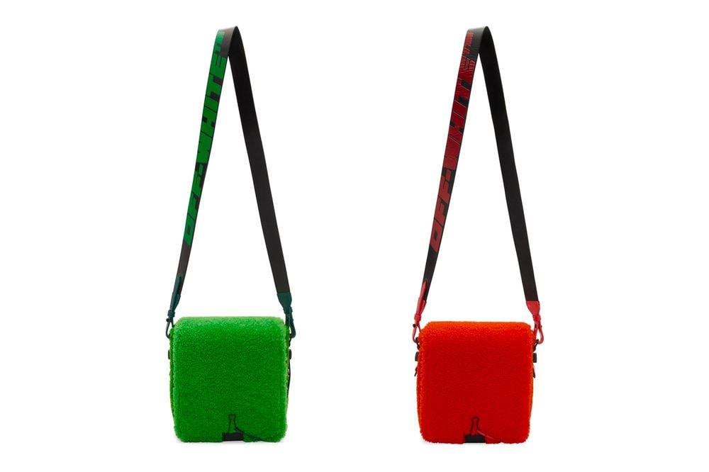Off-White™ Sherpa Fleece Binder Clip Bag Green and Red