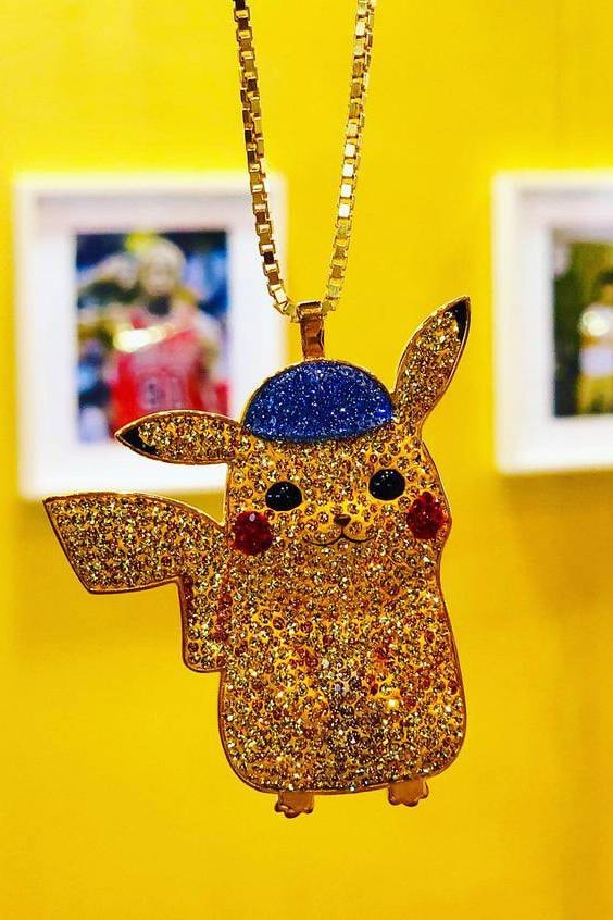 Dan Life Pikachu Crystal Rhodium Silver Necklace