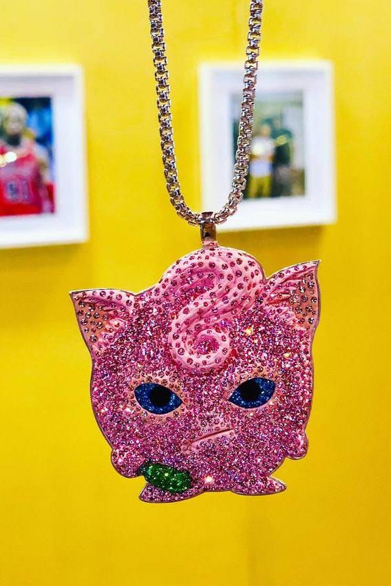 Dan Life Jigglypuff Crystal Rhodium Silver Necklace