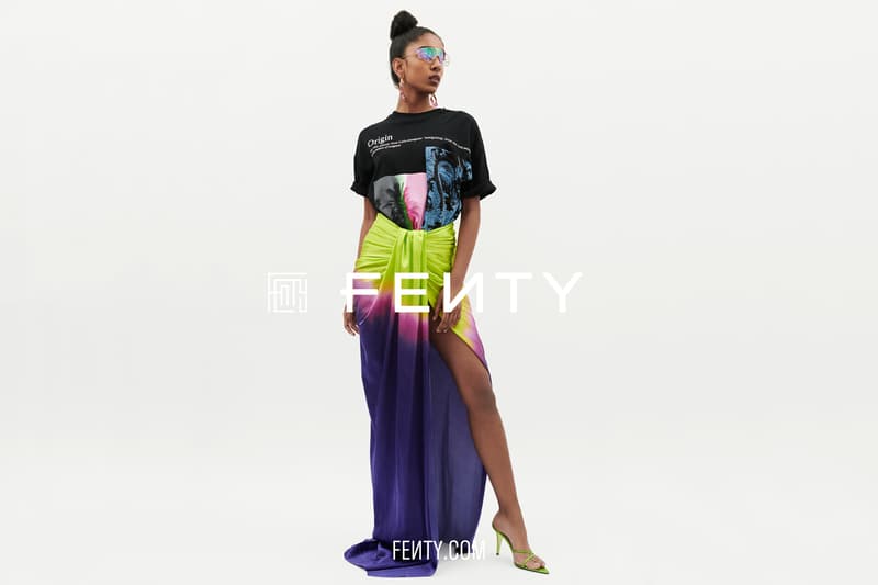 Rihanna FENTY Release 6-19 Part 2 T Shirt Black Skirt Purple Green