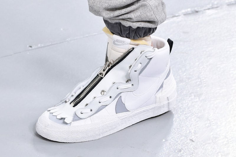 sacai x Nike Blazer Mid "White/Wolf Grey" Release Date Sneaker Shoe Drop Chitose Abe First Look Monochrome Tone Footwear Trainer Collaboration