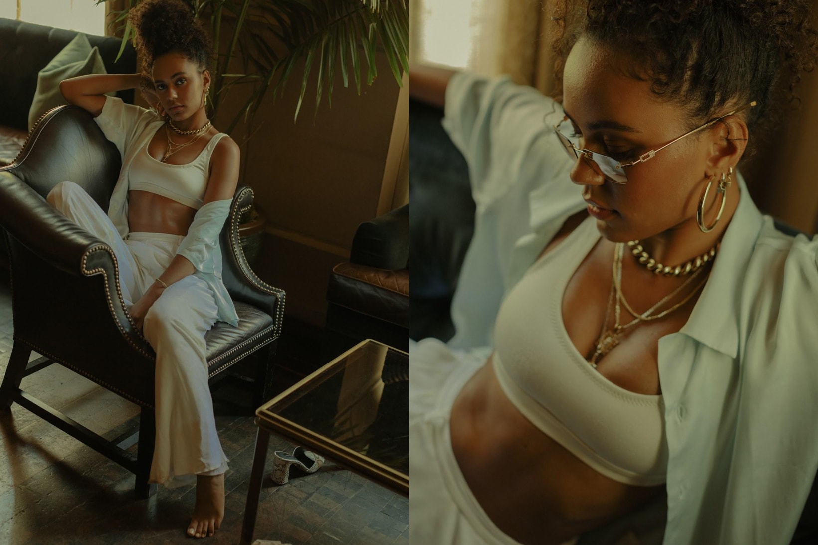 The Concept NY Summer Editorial Shirt Blue Sports Bra White