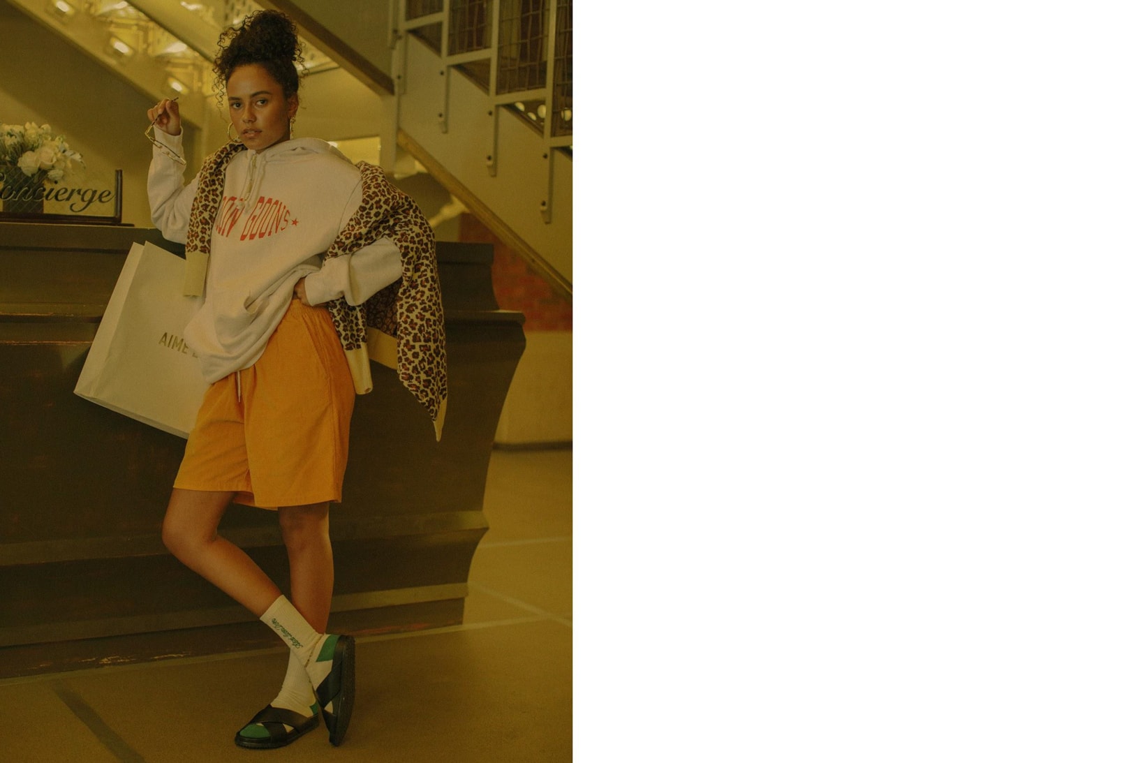 The Concept NY Summer Editorial Hoodie Grey Sweater Brown Short Orange Loafers Black