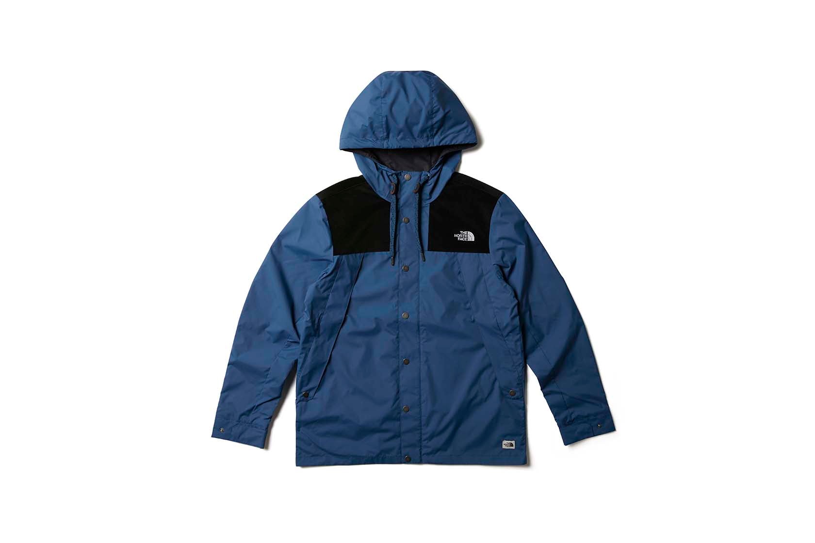 the north face back to school heritage blue wind jacket