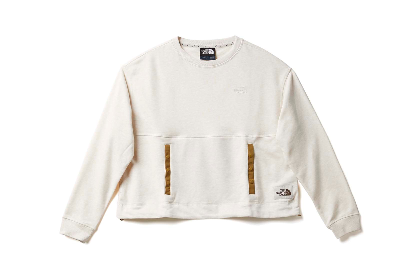 the north face back to school heritage white crop sweater