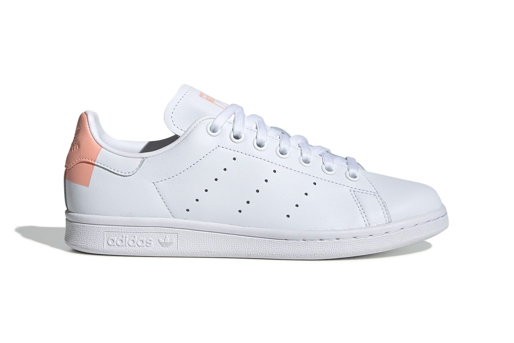 adidas stan smith cloud white glow pink color blocked tennis sneaker