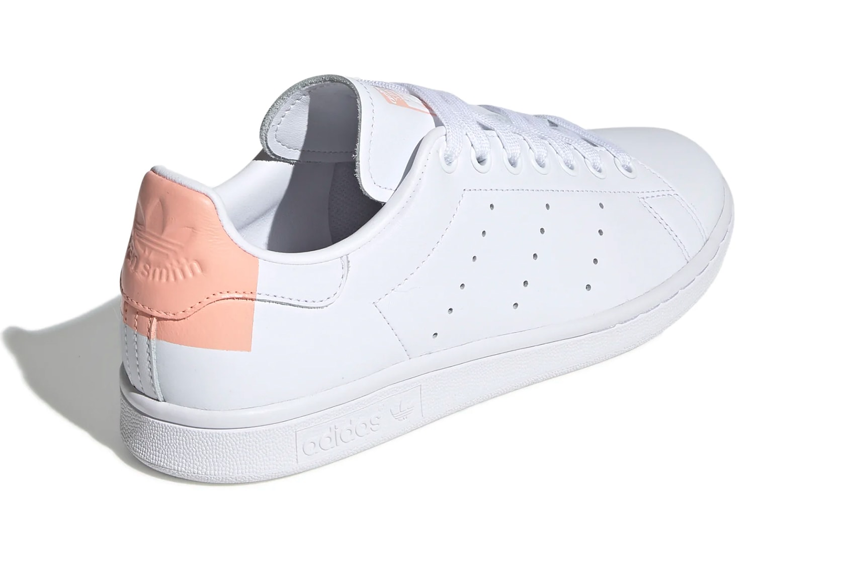 adidas stan smith cloud white glow pink color blocked tennis sneaker