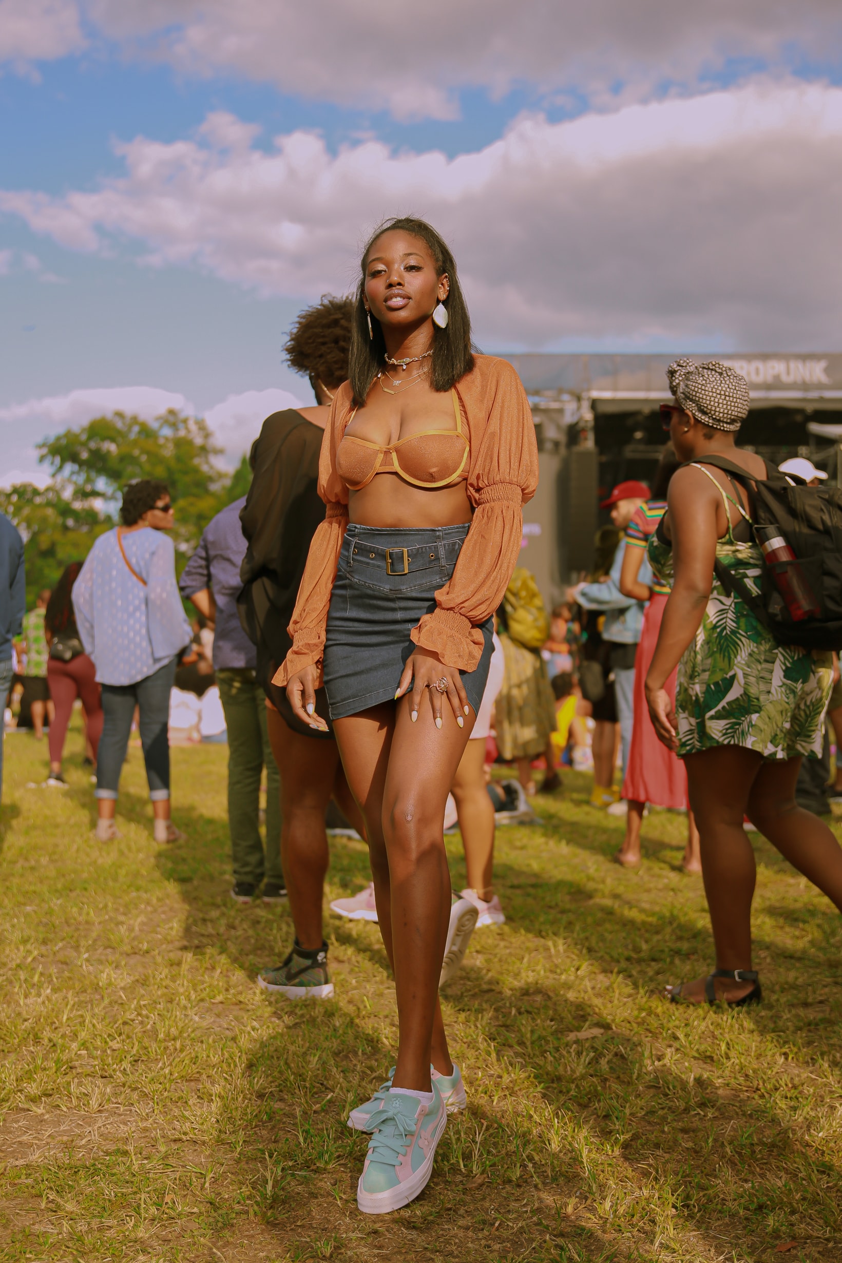 Afropunk 2019 Festival Street Style Top Maroon Skirt Black