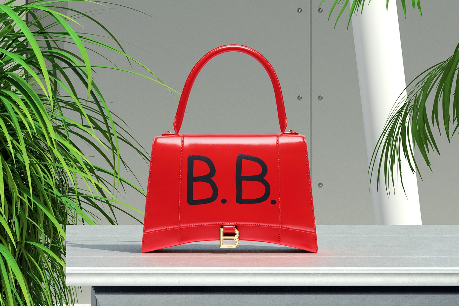 balenciaga hourglass purse bag red initials customized customizable graffiti writing 