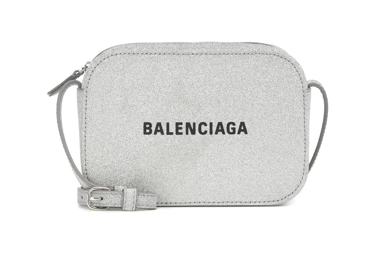 balencaiga logo silver glitter shoulder bag purse sparkle small xs mini
