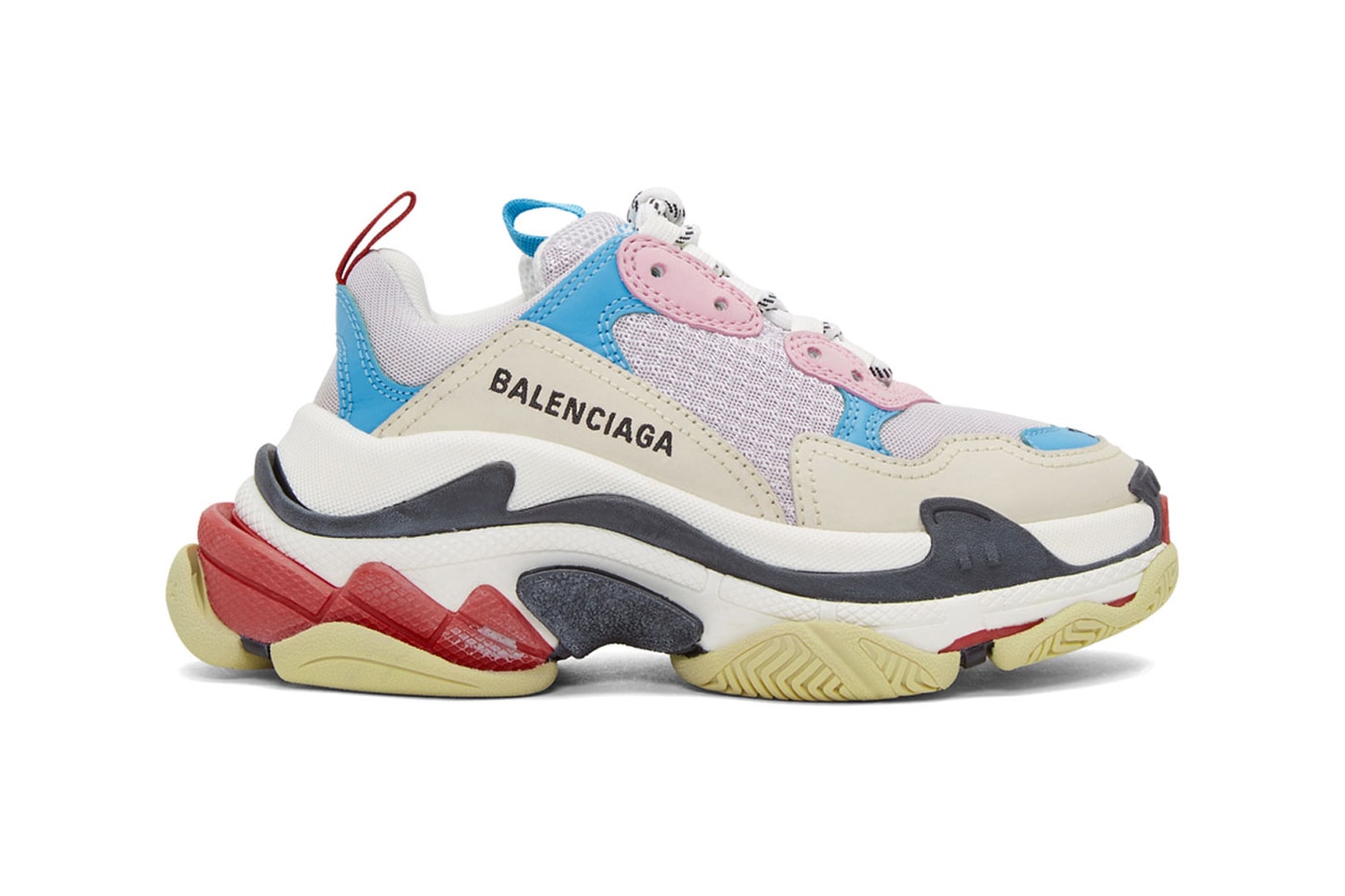 balenciaga triple-s pastel pink blue white chunky sneakers price trainers footwear shoes designer accessory bubble gum colorway where to buy