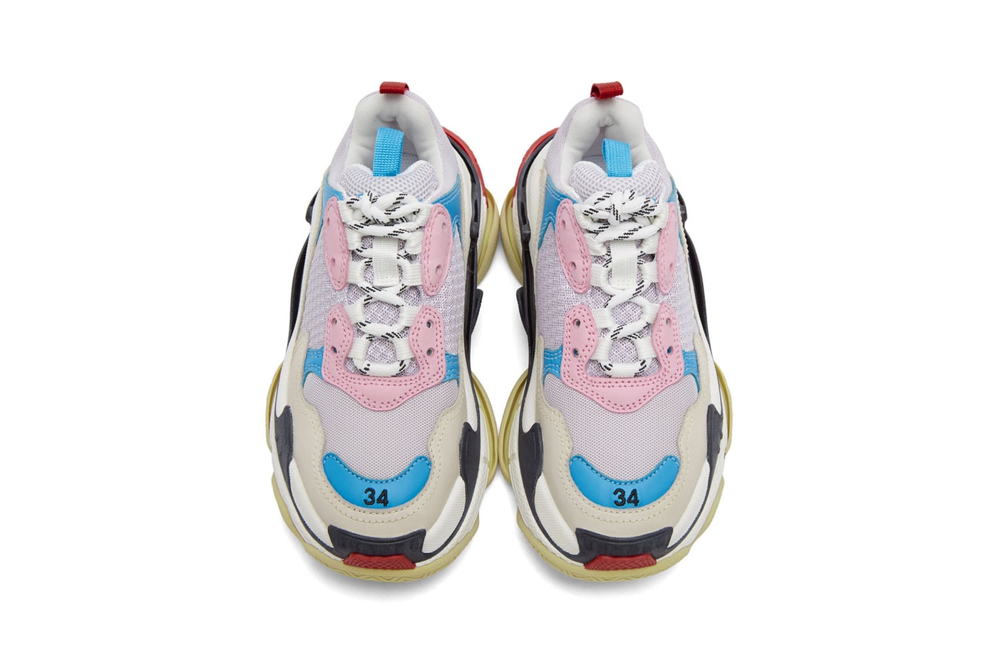 balenciaga triple-s pastel pink blue white chunky sneakers price trainers footwear shoes designer accessory bubble gum colorway where to buy