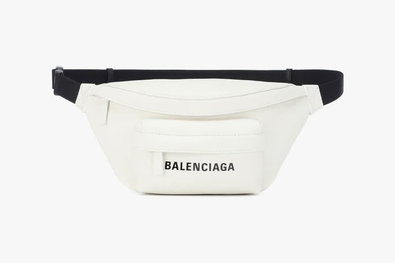 Balenciaga White Leather Logo Belt Bag |
