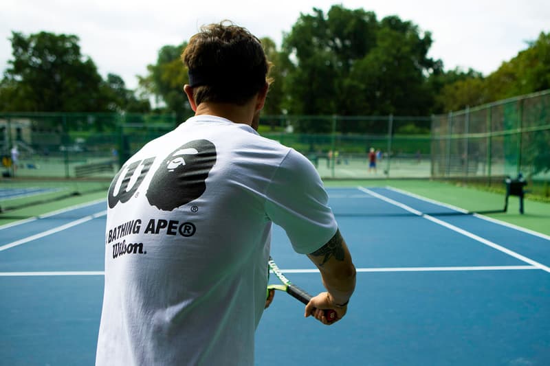 bape wilson tennis us open collaboration racket balls t-shirts caps visors headbands 