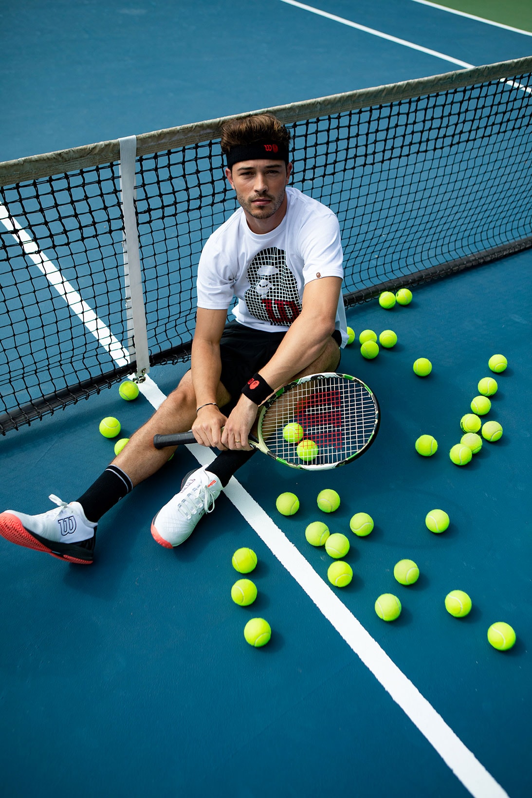 bape wilson tennis us open collaboration racket balls t-shirts caps visors headbands 